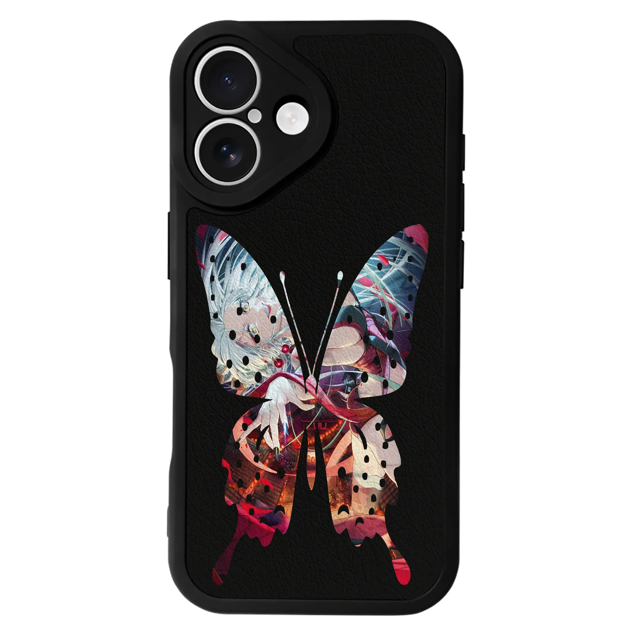 鬼滅の刃 グッズ,堕姫 - IPhone 16シリーズ対応 ・ シリコンスマホケース ・ レザー調 ・ 高精度フィット ・ 耐衝撃 ・ ワイヤレス充電対応 ・ 精密カット